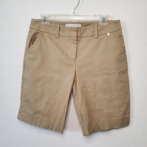 Trina Turk Made in California Cotton Stretch Khaki Tan Bermuda Shorts 8 Preppy